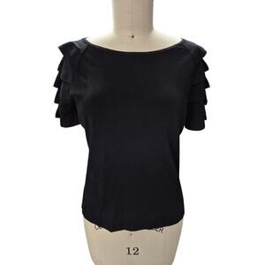 Carlisle Collection Rayon Blend Top Layered Short Sleeves Black Sz XL